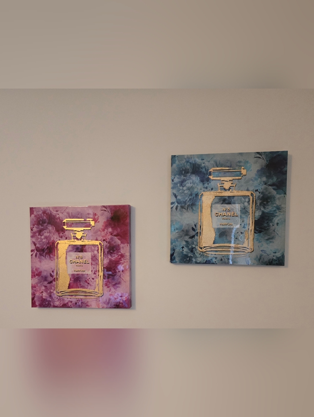 2 Chanel No.5 Glossy Canvas 16inX16in Boxed Wall Art Pictures